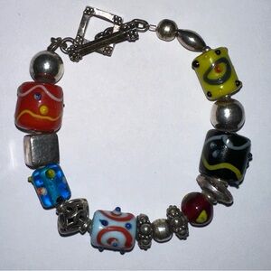 Silpada Sterling Silver Glass Bead Lampwork Bracelet